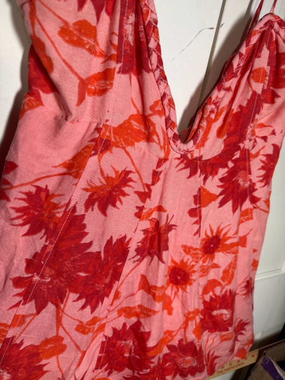 Free People Altura Printed Mini in Strawberry Lemonade Size Medium Linen Floral - Picture 9 of 13